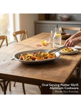 Oval Aluminum Serving Platter Guardian Service Vintage Cookware With Handles